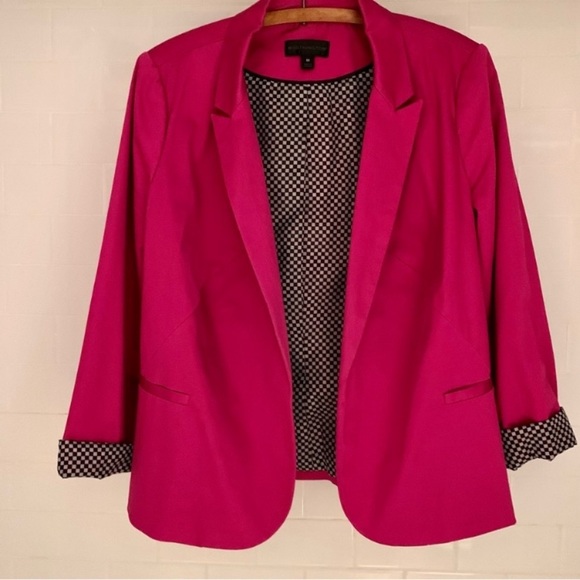 Worthington Hot pink with Black and White Checkered Lining Blazer Size 1X - Picture 4 of 8